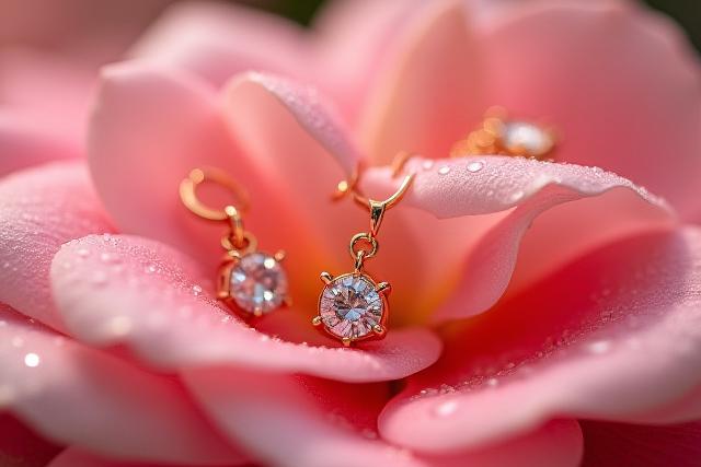 Schmuckstücke auf Blütenblättern